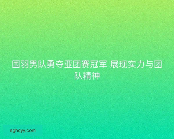 国羽男队勇夺亚团赛冠军 展现实力与团队精神