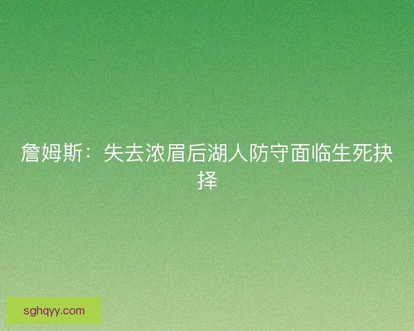 詹姆斯：失去浓眉后湖人防守面临生死抉择